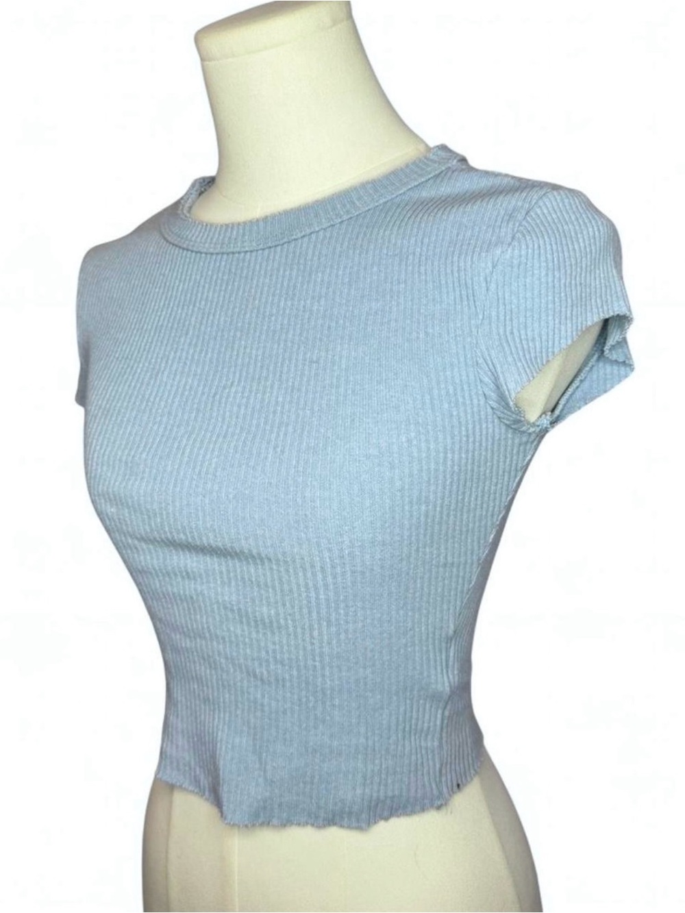 Urban Outfitters baby blue ribbed cap sleeve tee ☁️🩵